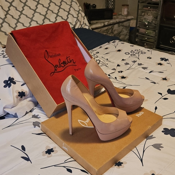 Christian Louboutin Shoes - Christian Louboutin Blush Peep Toe Heels